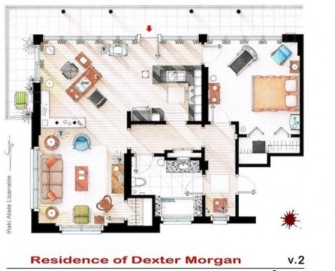 На фото план квартиры Декстера Моргана.