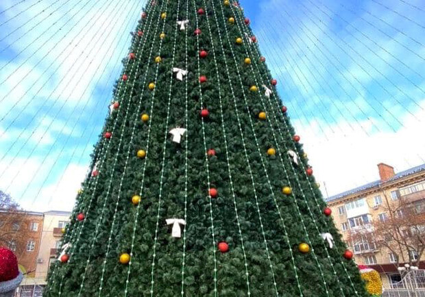 В Полтаве с главной новогодней елки украли украшения. Фото: https://t.me/pvp_0532