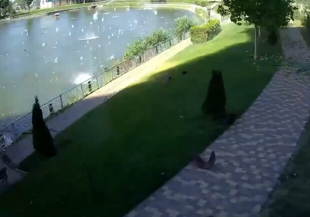 Появилось видео момента вчерашнего ракетного обстрела в Кременчуге. 