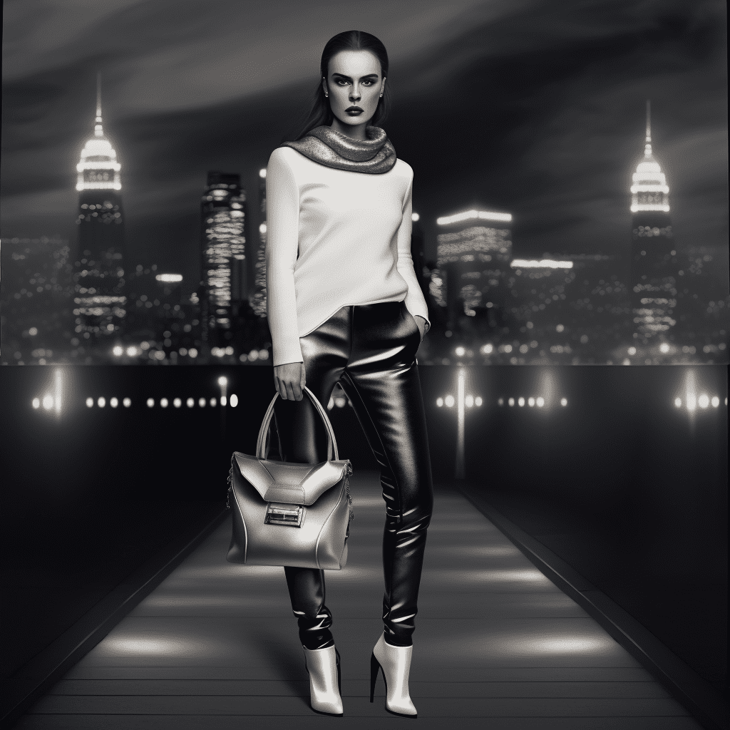 Белый свитер с кожаными брюками