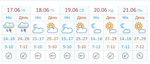 Прогноз погоды в Полтаве 17-21 июня. Фото: https://meteo.gov.ua/ua/33506