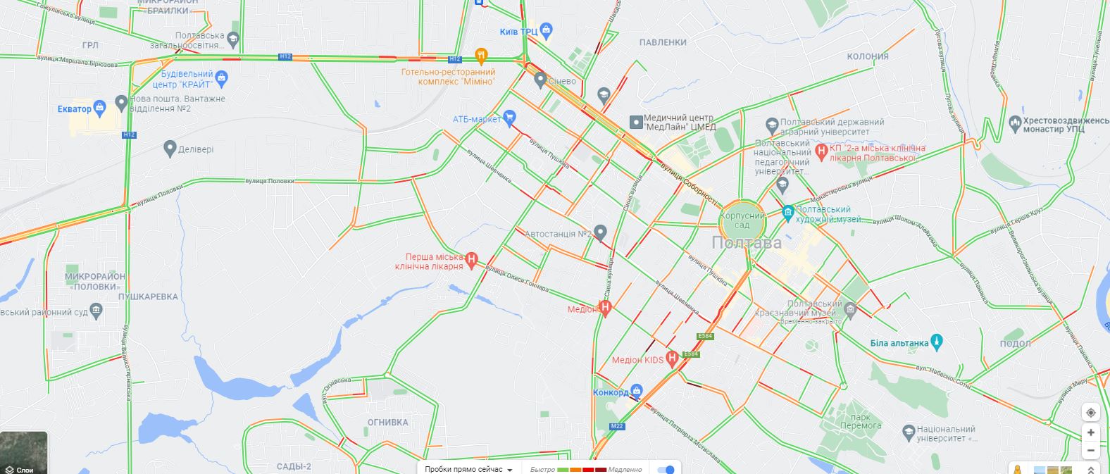 Пробки в Полтаве 14.01.2022
