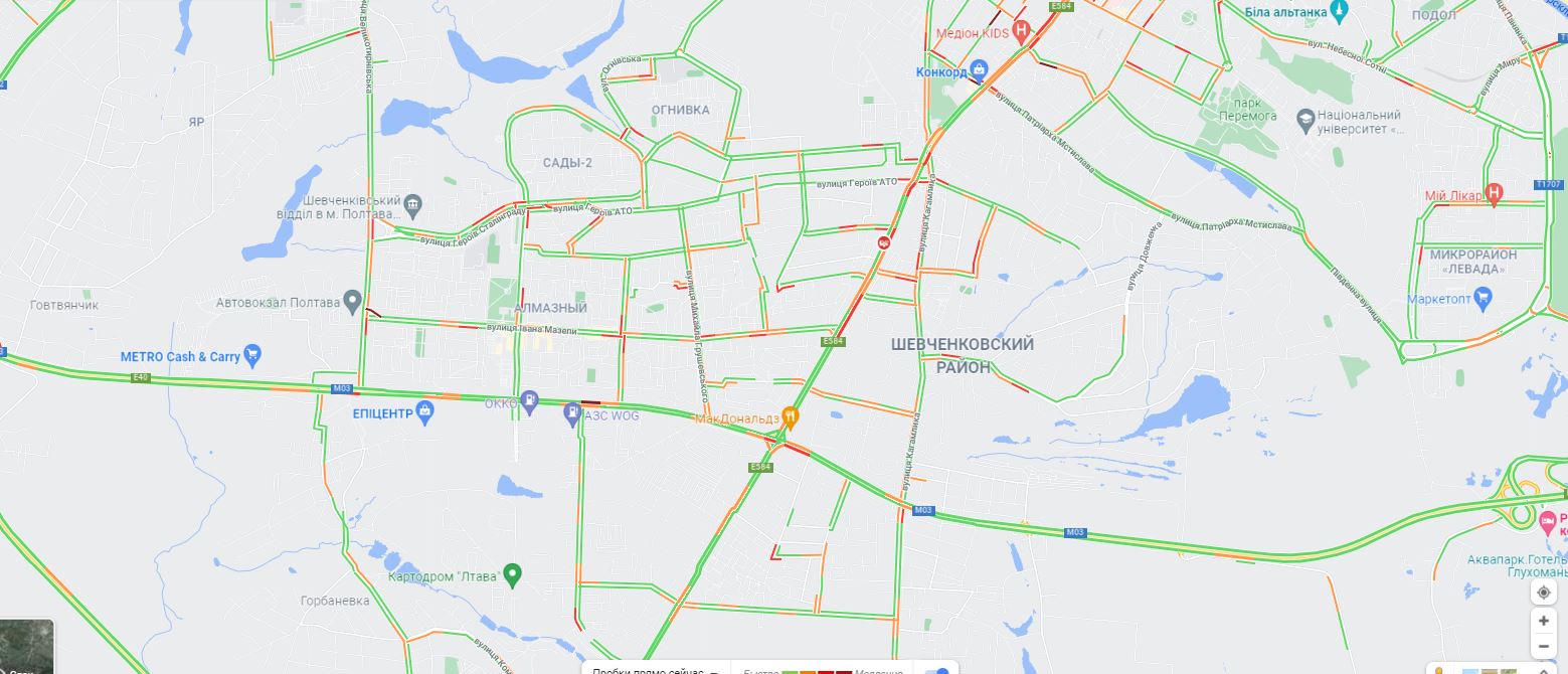 Пробки в Полтаве 14.01.2022