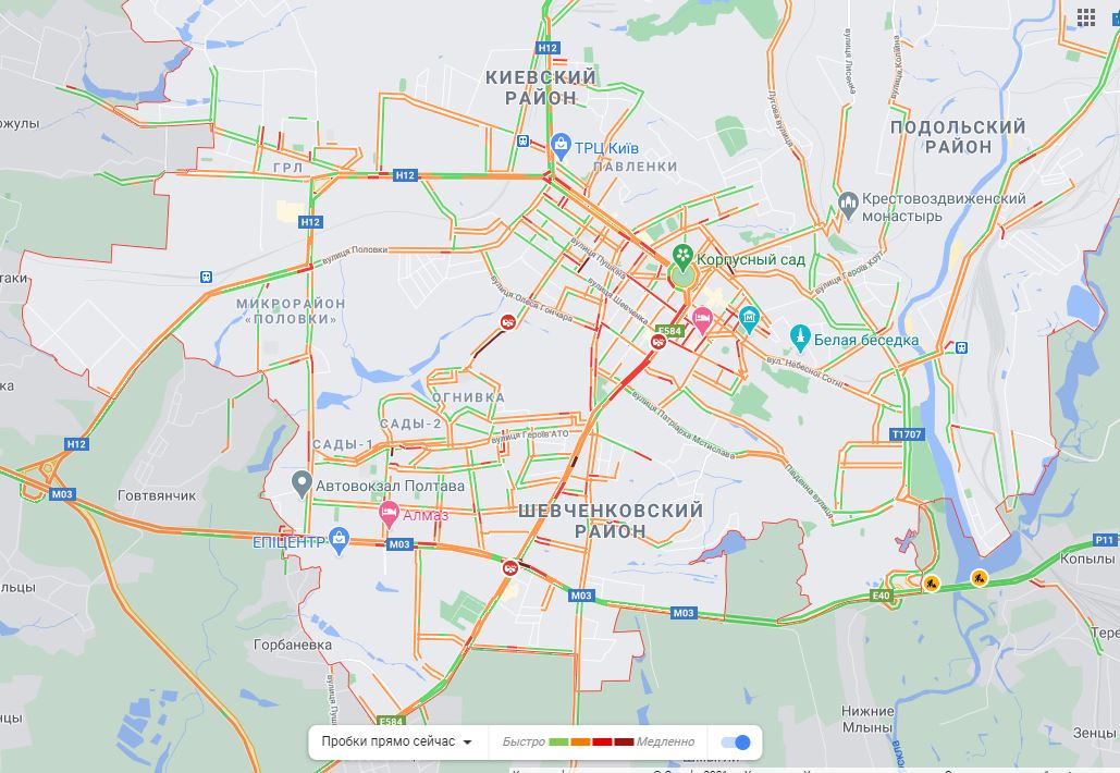Где в Полтаве самая сложная ситуация на дороге