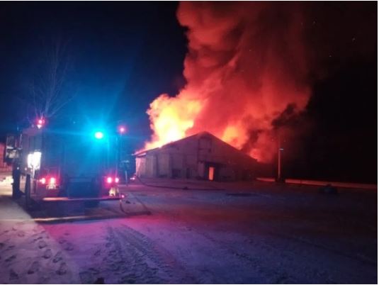 Пожар на складе с зерном. Фото: ГУ ГСЧС Полтавщины