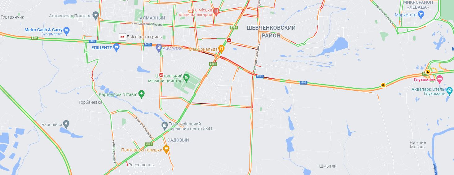 Пробки в Полтаве 21.12.2021