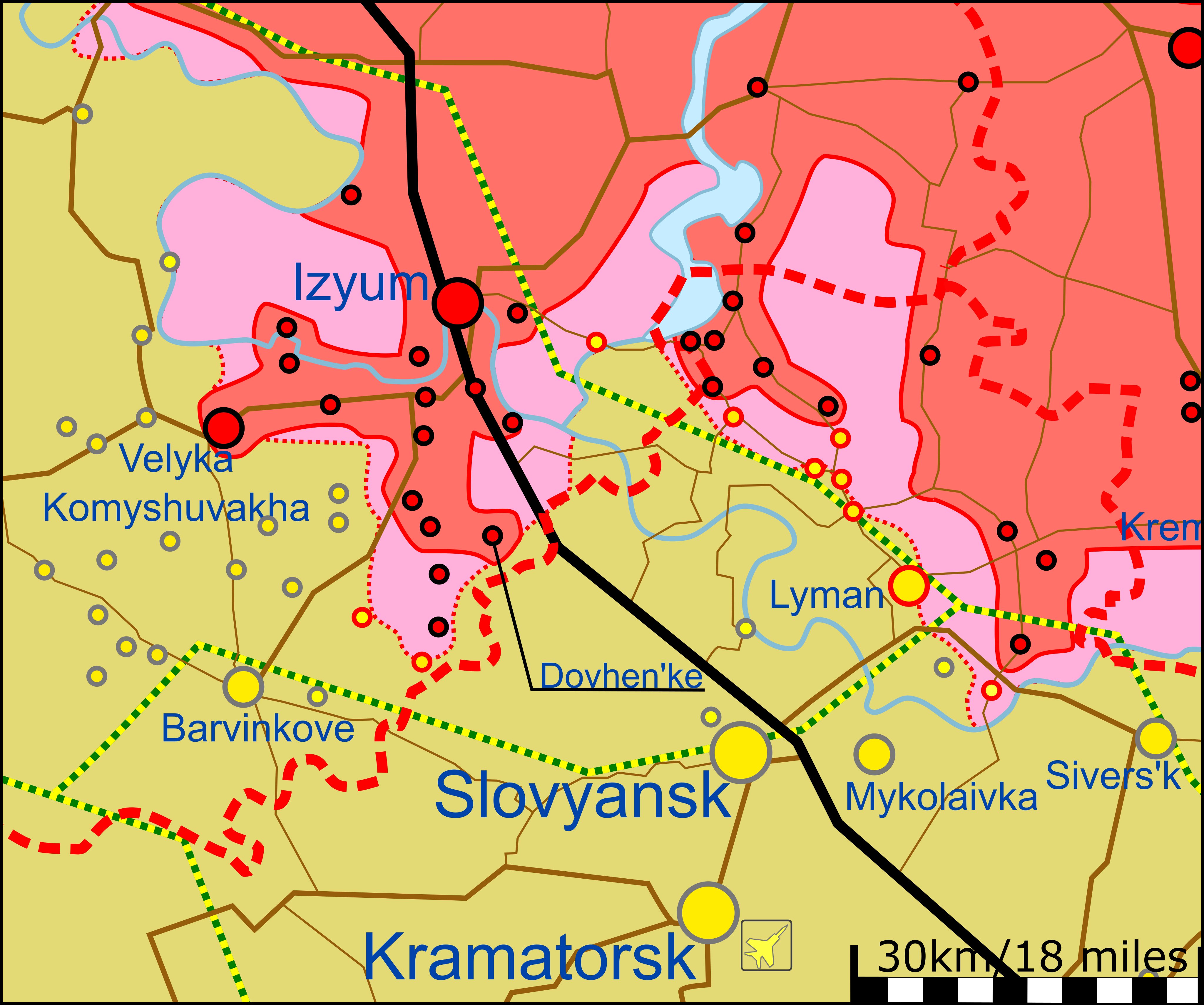 Карта бойових дій в Україні 15 травня