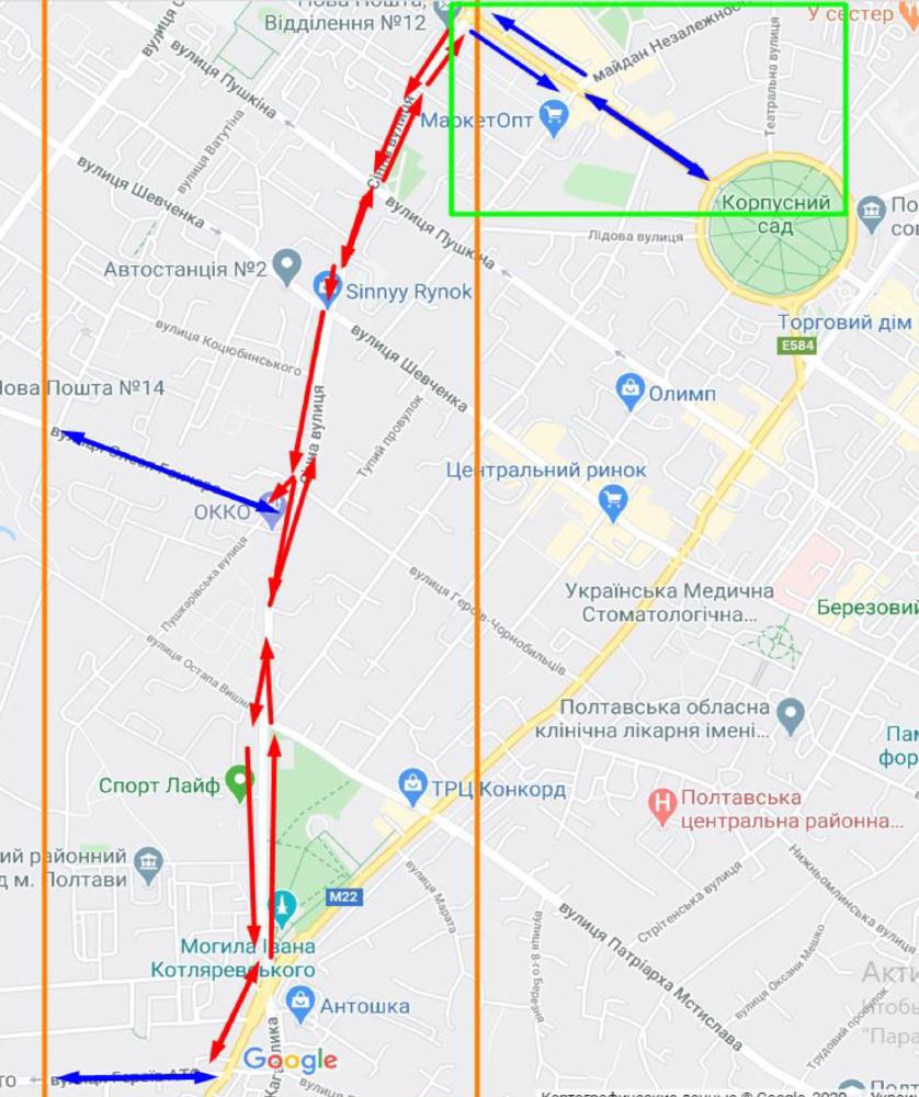 Обустройство велоинфраструктуры на Героев АТО, Европейской, Раисы Кириченко, Олеся Гончара, Сенной и Соборности