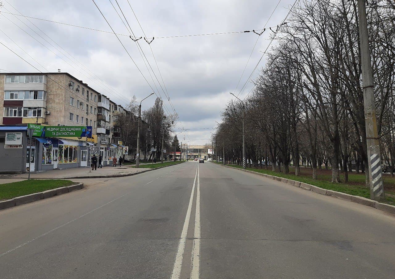 Пустые улицы Полтавы. Фото: https://t.me/transportpoltavy