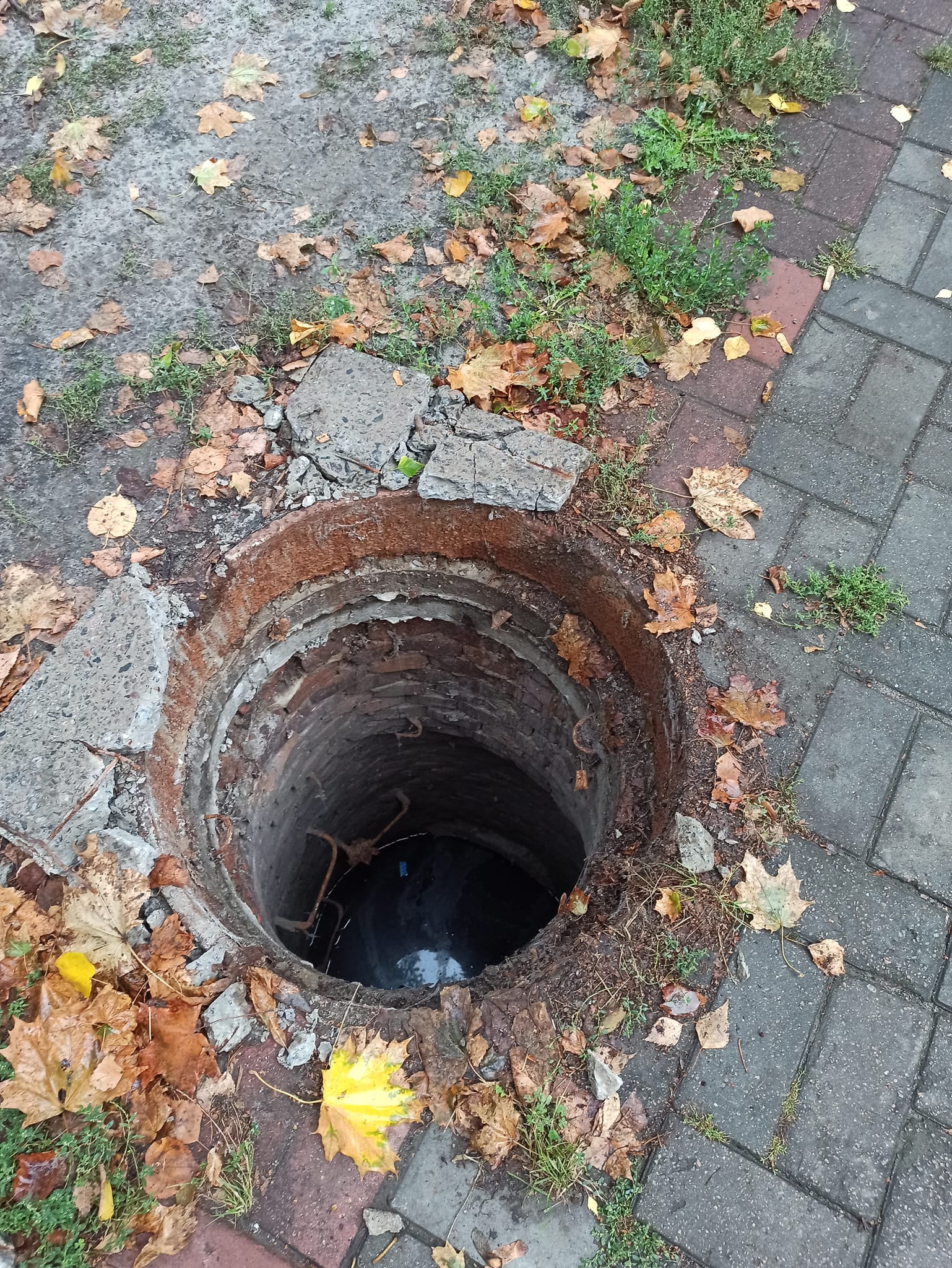 Открытый люк почти на тротуаре. Фото: https://www.facebook.com/groups/556241621158001/?multi_permalinks=4423229404459184&hoisted_section_header_type=recently_seen