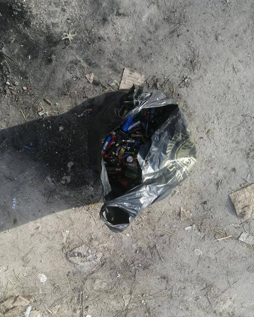 Около школы бросили десятки батареек. Фото: Сергей Антоненко