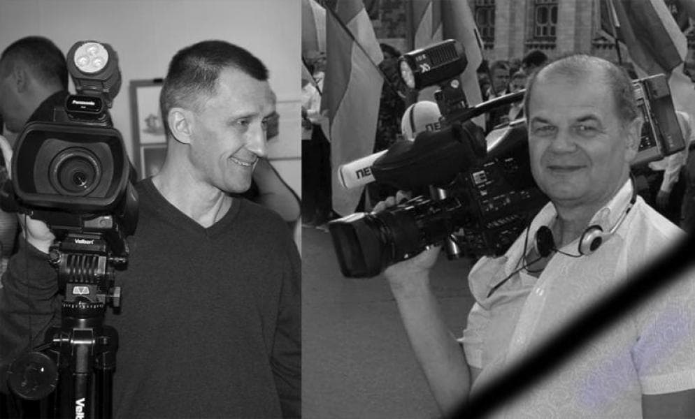 Rорреспондент телеканала "НТН" Владимир Непийпиво и оператор Константин Худолей