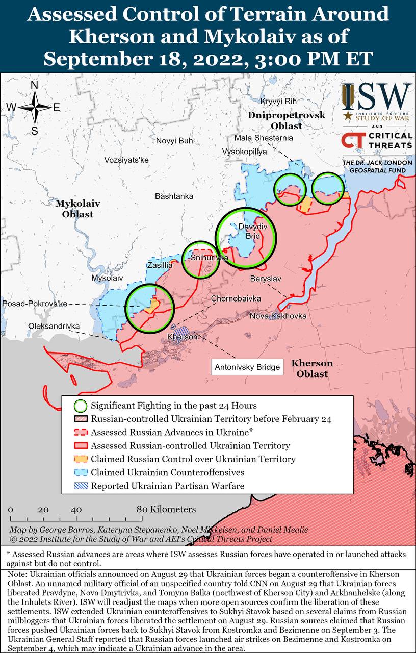 Карта бойових дій в Україні 19 вересня.