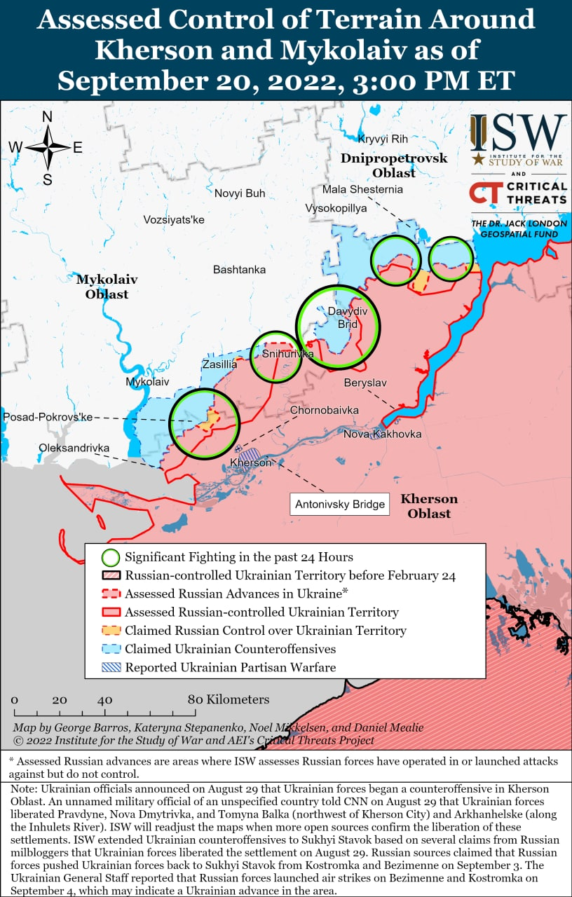 Карта бойових дій в Україні 21 вересня.